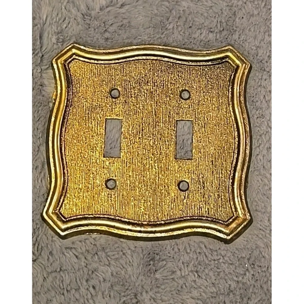 VTG Switch Plate Cover 1968 American Tack & Hardware Brass Double Ornate 2-Gang
